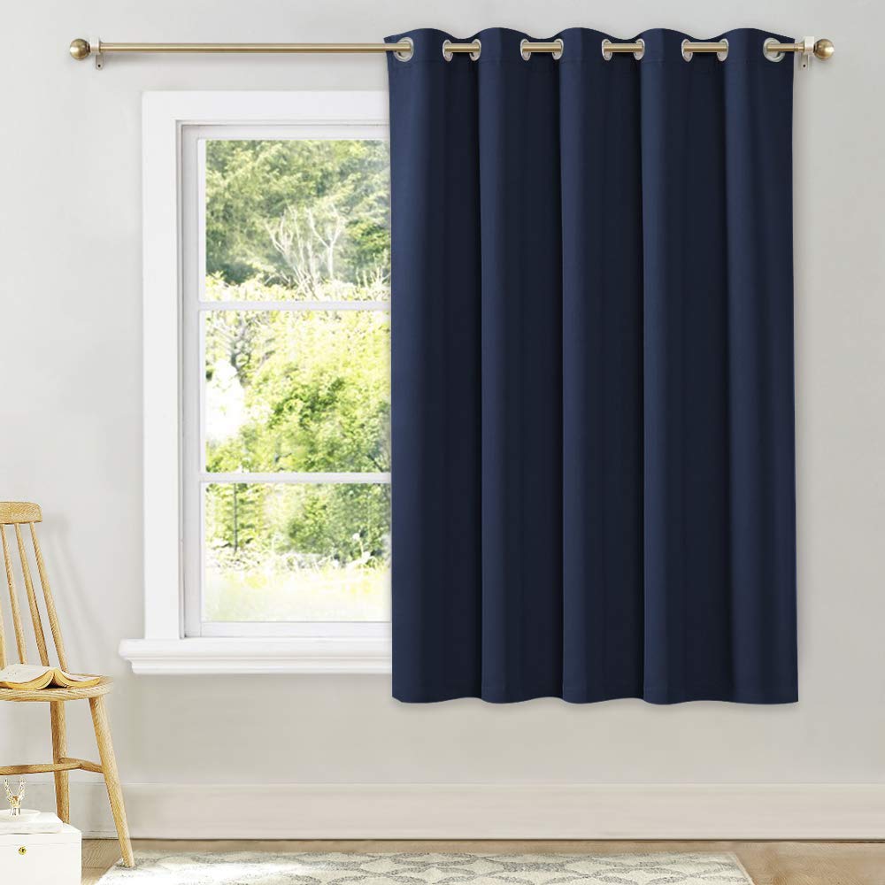 NICETOWN Blackout Curtain and Drape for Kitchen - Thermal Insulated Solid Grommet Top Blackout Panel/Draperies for Kid s Room (