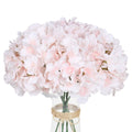 Exoment Silk Hydrangea Heads with Stems,Baby Pink Artificial Flower Heads DIY Wedding Centerpiece Home Party Baby Shower Decor (