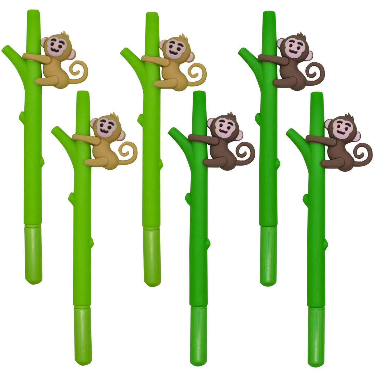 Maydahui 12Pcs Tree Climbing Monkey Gel Pen Cute Cartoon Animal Pens Soft Silicone Black Ink For Boys Office School Stationery S