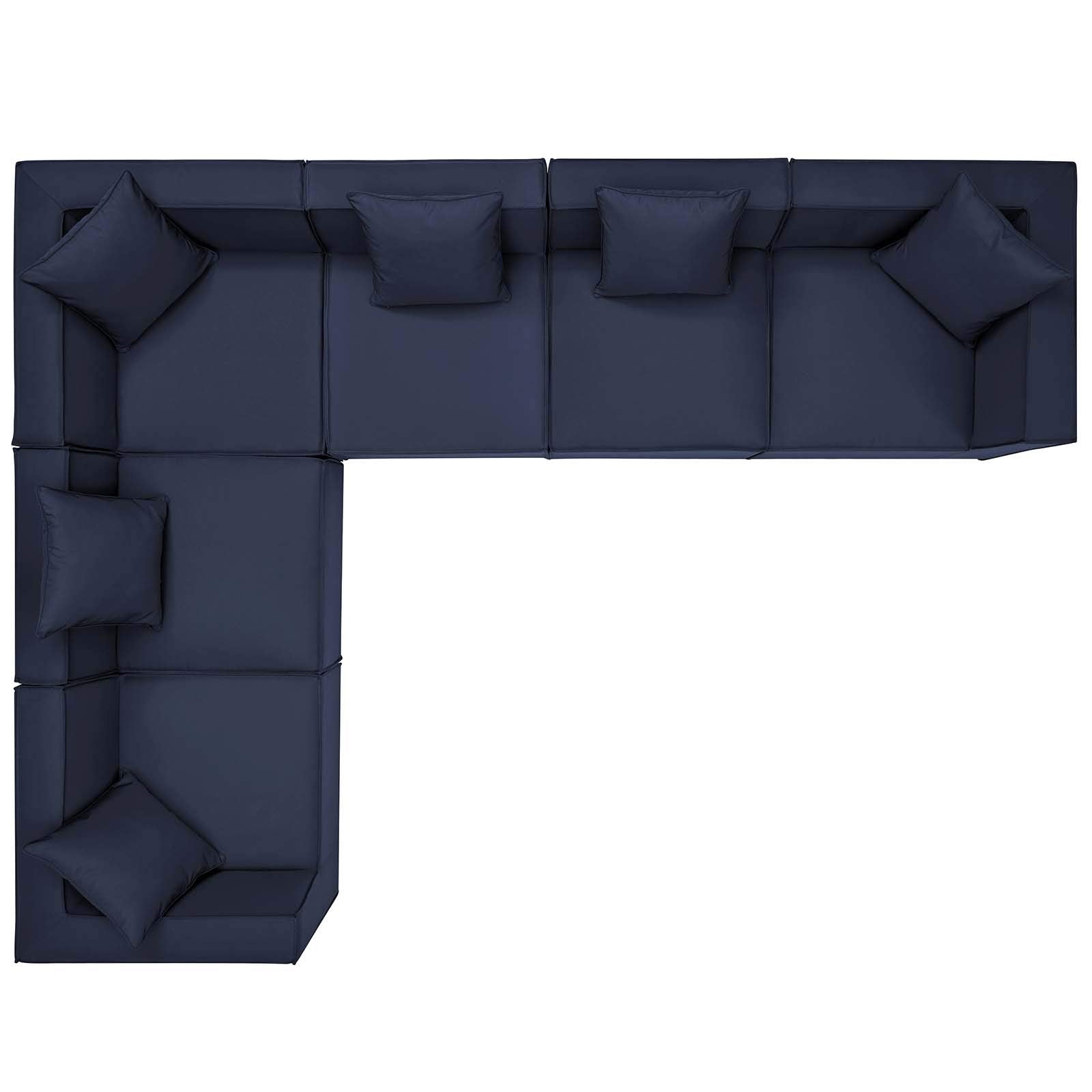 Modway Eei-4385-Nav Saybrook Outdoor Patio Upholstered 6-Piece Sectional Sofa, Navy