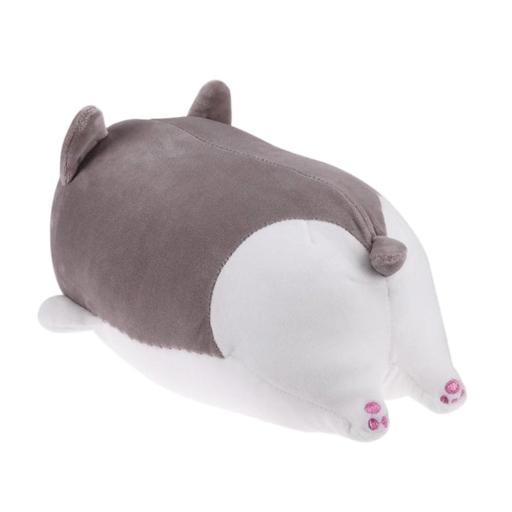 Levenkeness Corgi Dog Plush Pillow, Soft Cute Shiba Inu Akita Stuffed Animals Toy Gifts (Gray, 17.7 In)