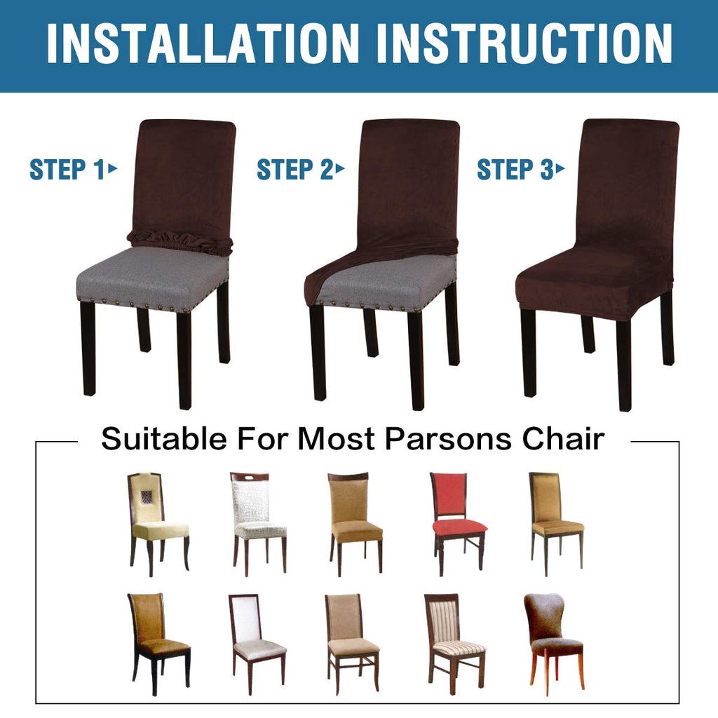 H.Versailtex Velvet Dining Chair Covers Stretch Chair Covers For Dining Room Set Of 4 Parson Chair Slipcovers Chair Protectors C