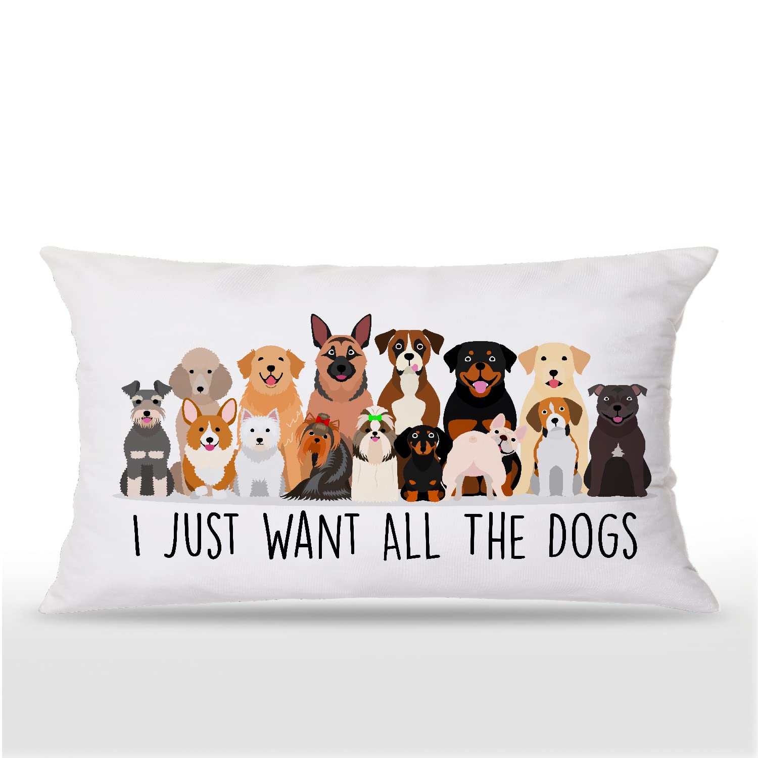 Udinaz I Just Want All The Dogs Funny Cartoon Dogs 12 X 20 Inches Throw Pillow Covers,Bedroom Living Room Girls Room Home Decor,