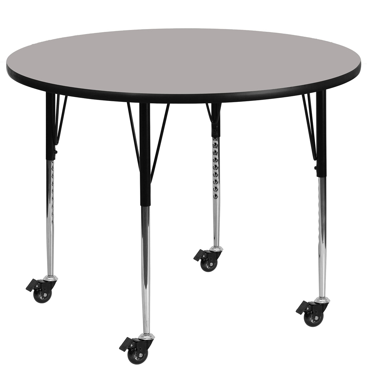 Flash Furniture Wren Mobile 42'' Round Grey HP Laminate Activity Table - Standard Height Adjustable Legs