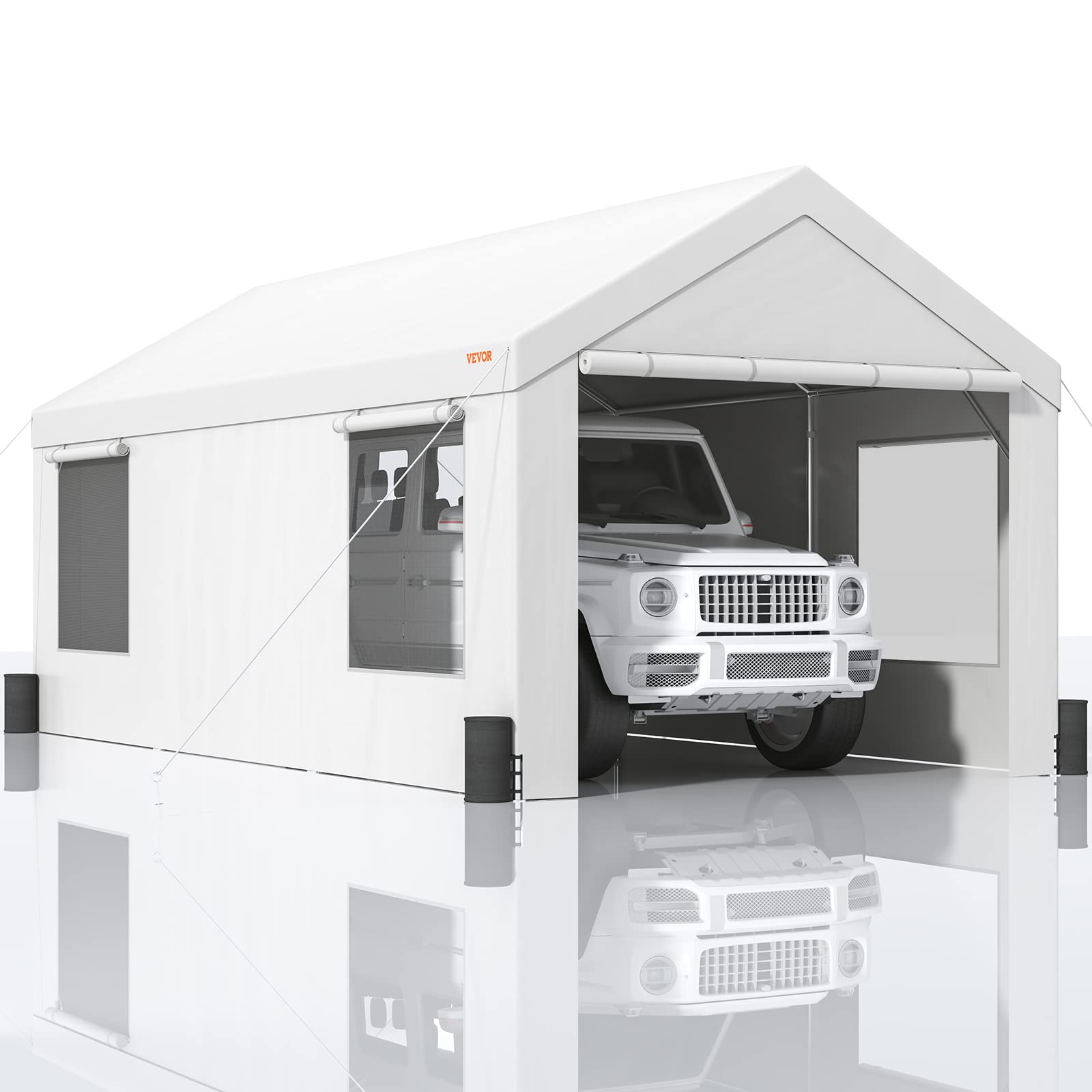 Vevor Carport, 10X20Ft Heavy Duty Car Canopy, Portable Garage With Roll-Up Ventilated Windows & Removable Sidewalls, Uv Resistan