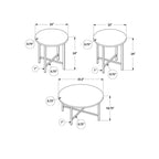 Monarch Specialties Coffee Set of 3 for Living Room Round Metal Legs includes Cocktail 2 End Ocassional Table Set, Brown