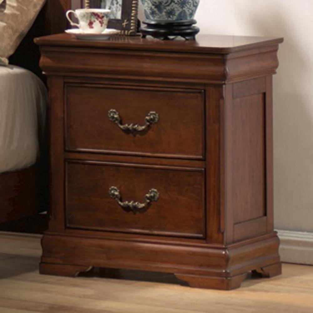 Nightstand with Louis Philippe Style in Rich Caramel Finish