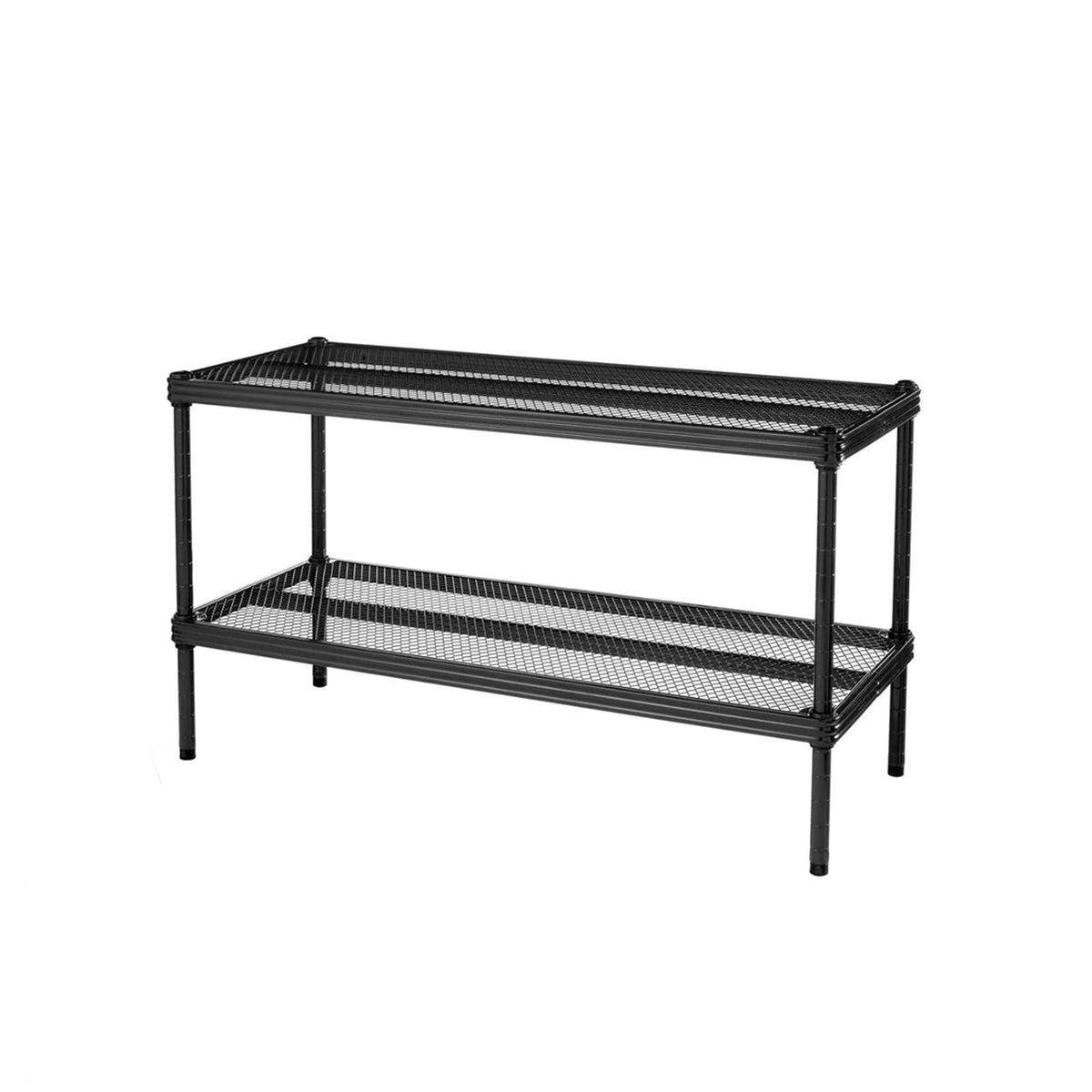 Design Ideas MeshWorks 2 Tier Metal Storage Shelves for Kitchen, Office, and Garage Organization, Black