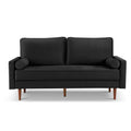 American Furniture Classics Black 69 Inch Wide Upholstered Two Cushion Sofa with Bolster Pillows Velvet, 69" x 32" x 37"
