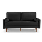 American Furniture Classics Black 69 Inch Wide Upholstered Two Cushion Sofa with Bolster Pillows Velvet, 69" x 32" x 37"