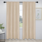 Easy-Going Rod Pocket Blackout Curtains For Bedroom, Room Darkening Window Curtains For Living Room, Thermal Insulated Noise Reduction Solid Window Drapes, 2 Panels(42X84 In, Beige)