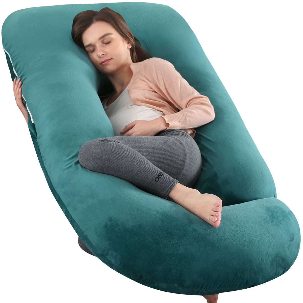 Elover Pregnancy Pillow U-Shaped Full Body Maternity Support Pillow For Pregnant Women With Replaceable And Washable Velvet Cove