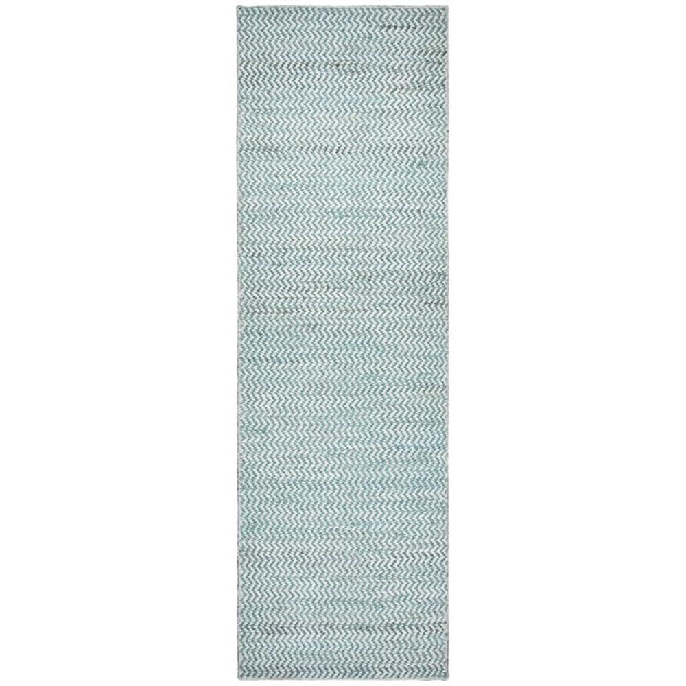 Alora Decor Harlem 2'6&quot; X 8' Chevron Natural/Gray/Rust/Blue Hand-Woven Area Rug