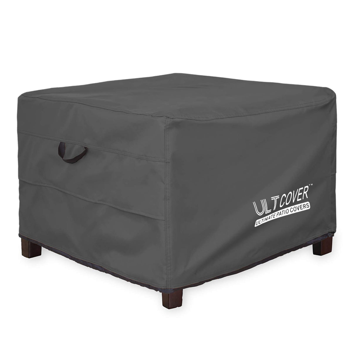 Ultcover Waterproof Patio Ottoman Cover Rectangular Outdoor Side Table Furniture Covers Size 26L X 20W X 18H Inch, Black