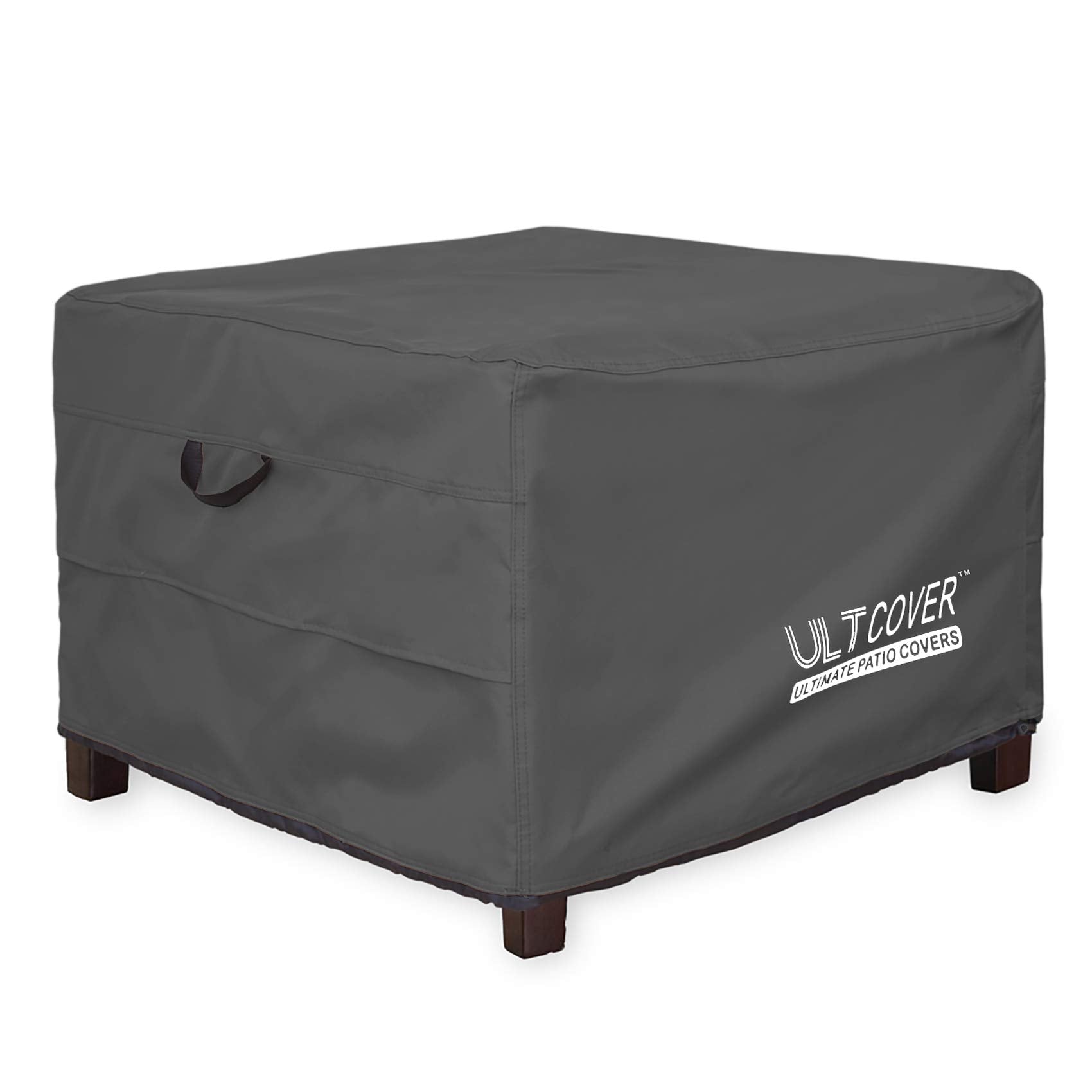 Ultcover Waterproof Patio Ottoman Cover Square Outdoor Side Table Furniture Covers Size 22L X 22W X 18H Inch, Black