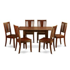 East West Furniture Norfolk 7 Piece Modern Set Consist of a Rectangle Wooden Table with Butterfly Leaf and 6 Dining Room Chairs, 32x54 Inch, Mahogany