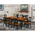 East West Furniture LGQU9-BCH-W 9 Piece Modern Dining Table Set Includes a Rectangle Wooden Table with Butterfly Leaf and 8 Kitchen Dining Chairs, 42x84 Inch, Black & Cherry