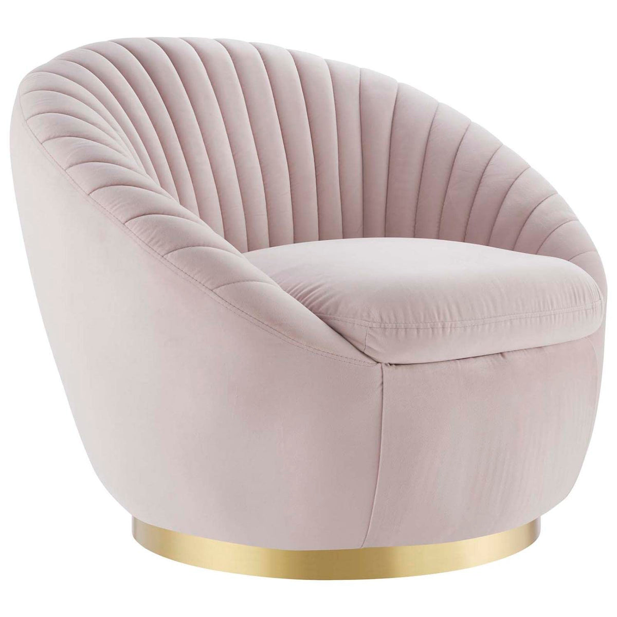 Modway Whirr Upholstered Performance Velvet Swivel Chair In Gold/Pink