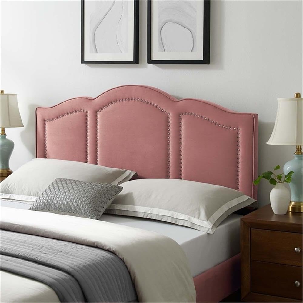 Modway Cecilia Performance Velvet King/California King Headboard in Dusty Rose with Nailhead Detail