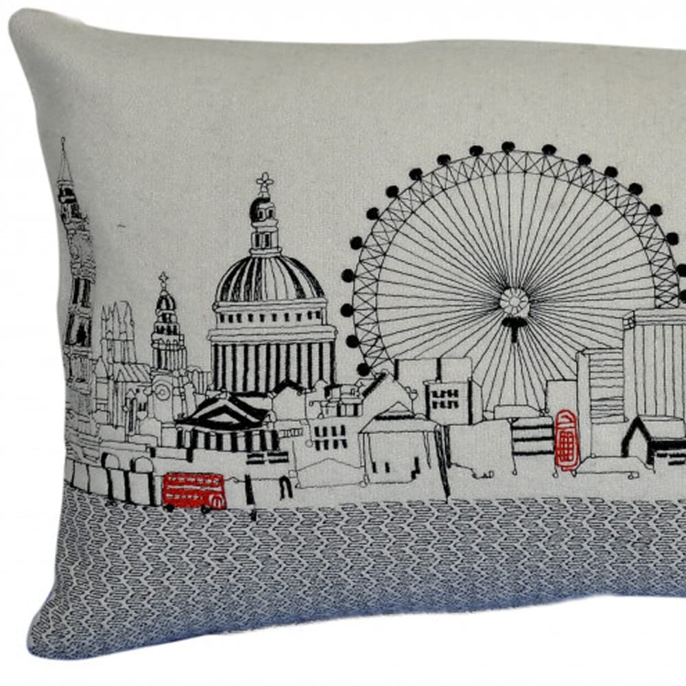 HomeRoots Cream 24' White London Daylight Skyline Lumbar Decorative Pillow