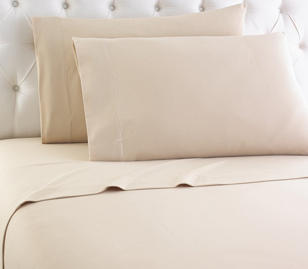 Shavel Home Products Micro Flannel Solid Sheet Set, Twin Xl, Chino