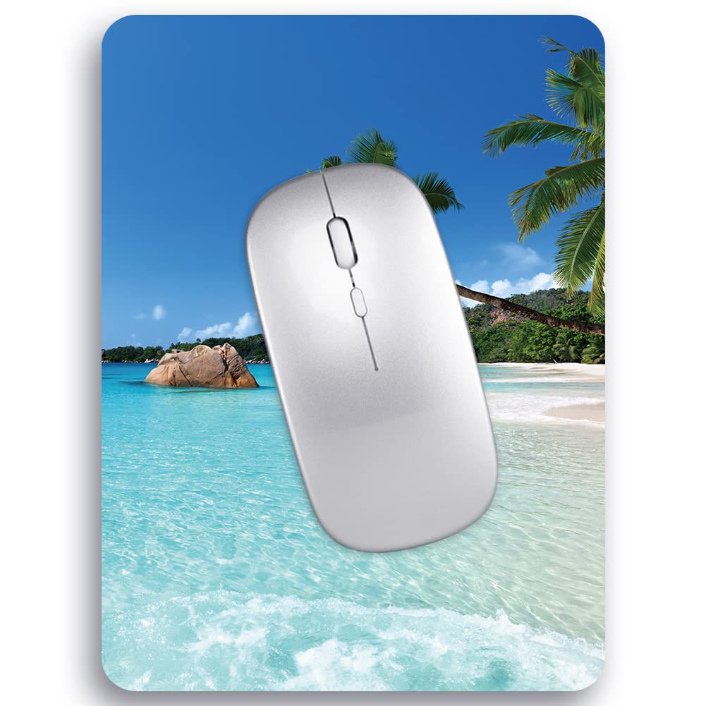 Audimi Small Mouse Pad 6 X 8 Inch, Mini Mouse Pad Thick For Laptop Wireless Mouse Home Office Travel, Portable & Washable (Beach