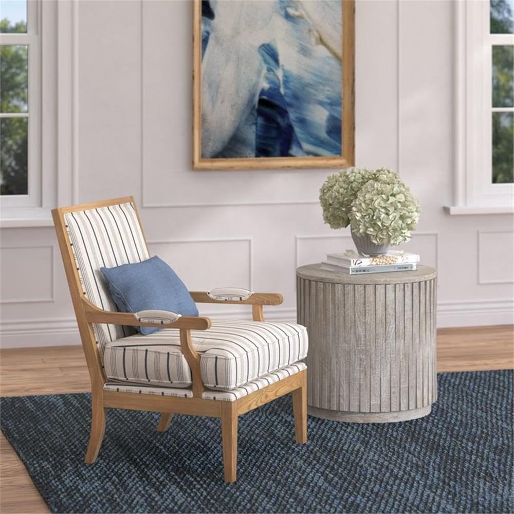 Kosas Home Maya 24X24 Round Mango Wood End Table In Sunbleached Gray