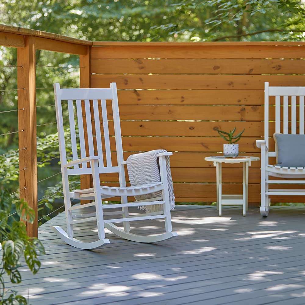 Shine Company Vermont Porch Rocker, High Back Wood Rocking Chair, White