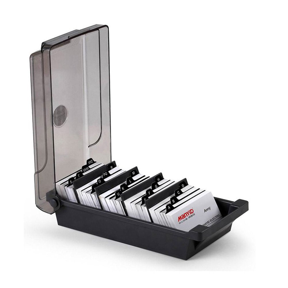 Da Jia Large Capacity Covered Business Card File Holder Case Organizer Box With 4 Dividers And 20 A-Z Guides For 500 Cards