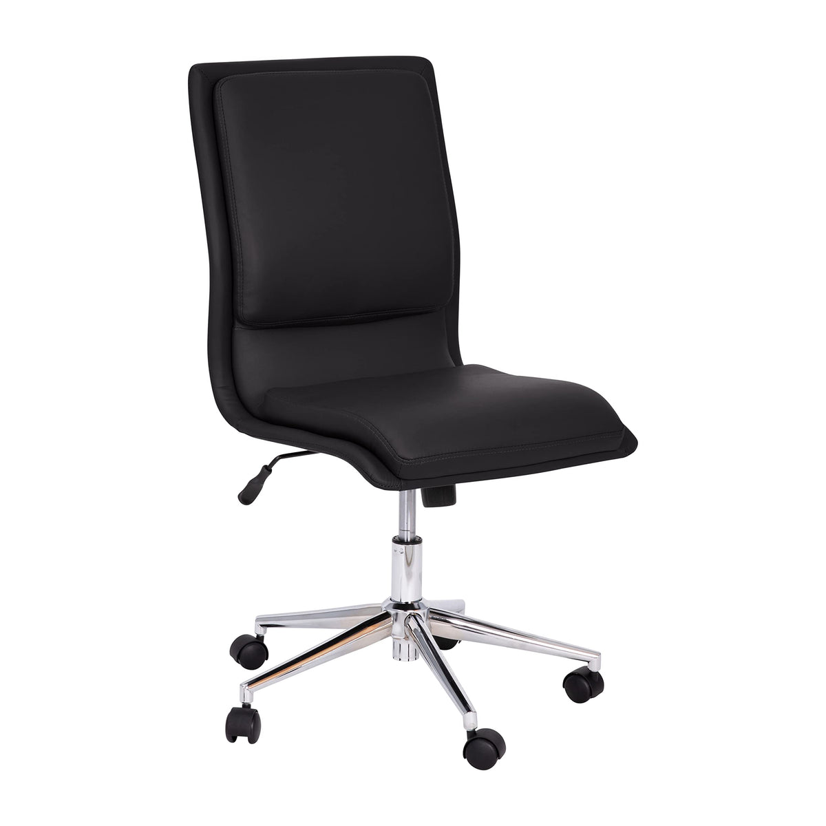 Flash Furniture Madigan Task Office Chair - Luxurious Black Leathersoft Upholstery - Padded Mid-Back And Seat - Height Adjustable Chrome Base - Armless