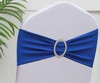Gankar 100Pcs Stretch Spandex Chair Sashes For Wedding Chair Bands With Buckles, Royal Blue Chair Bows For Party Banquet Theme E