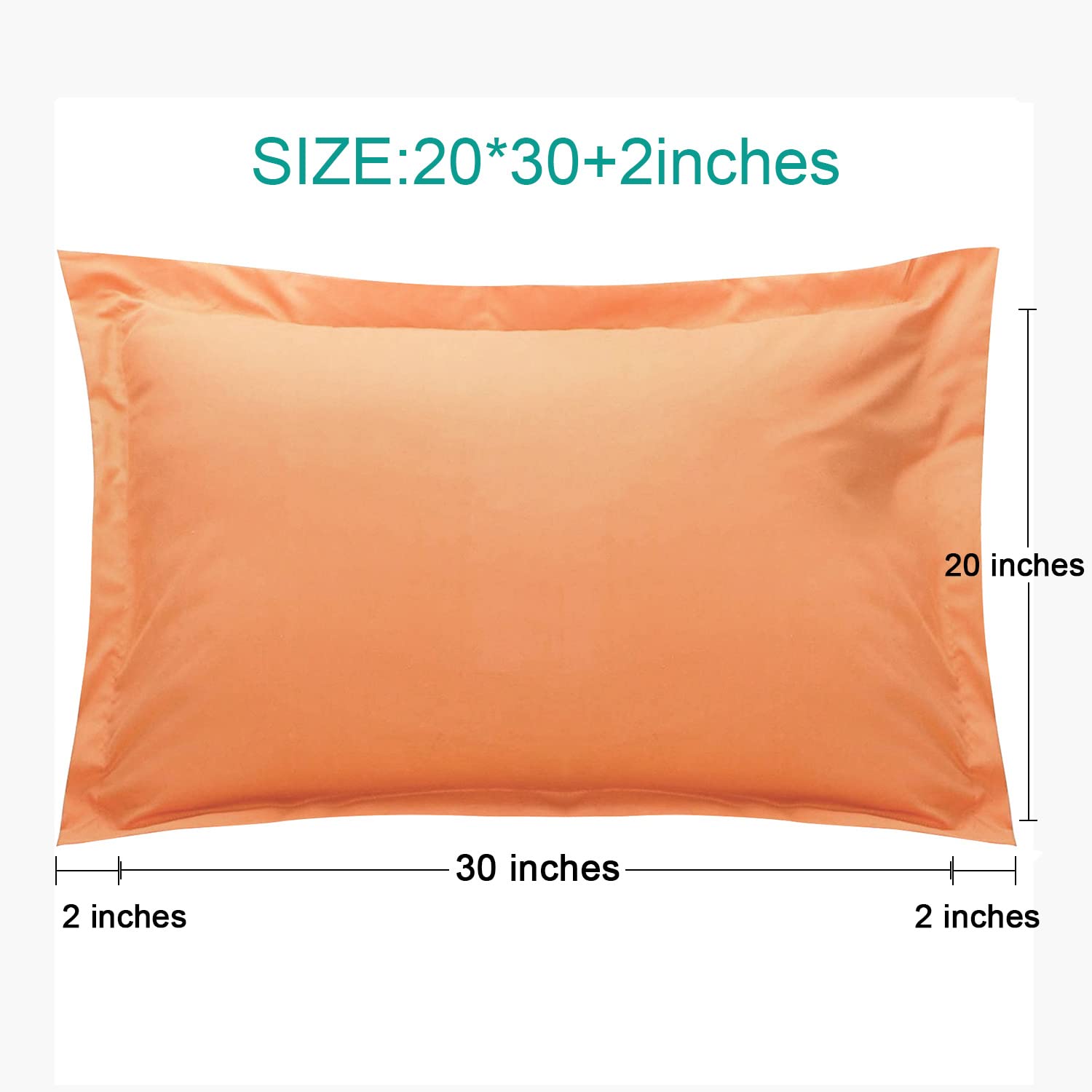 Ntbay 100% Brushed Microfiber Queen Pillow Shams Set Of 2, Super Soft And Cozy, Wrinkle, Fade, Stain Resistant 20X30 Inches Oxford Pillowcases, Pale Orange