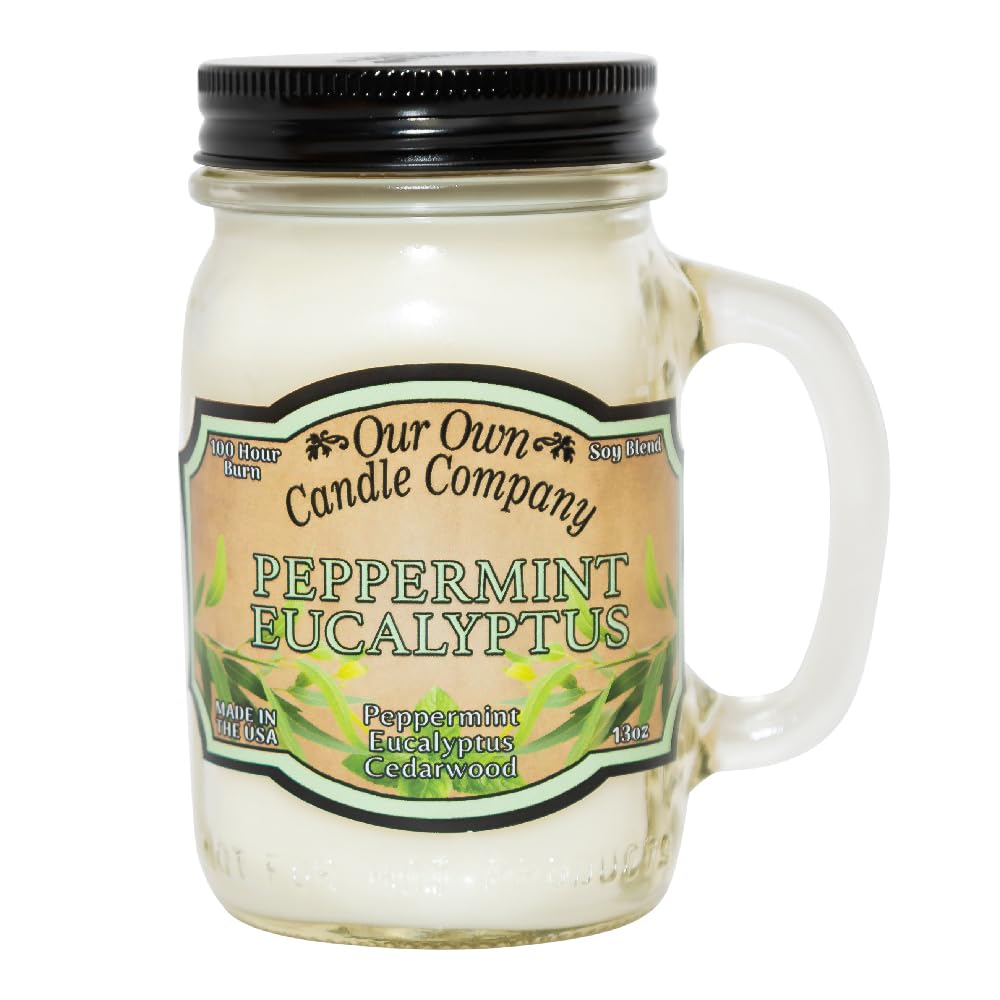 Our Own Candle Company Peppermint Eucalyptus Scented 13 Ounce Mason Jar Candle