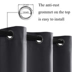 Jiuzhen Blackout Curtains With Tiebacks - Thermal Insulated, Light Blocking And Noise Reducing Grommet Curtain Drapes For Bedroom And Living Room, Set Of 2 Panels, 42 X 45 Inch Length, Dark Grey