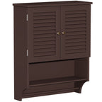 Choochoo Bathroom Wall Cabinet With Towels Bar, 23.6' L X7.9 W X27.5 H Mdf Material Medicine Cabinet, 2 Doors Over The Toilet Space Saver Storage Cabinet With Large Space, Espresso