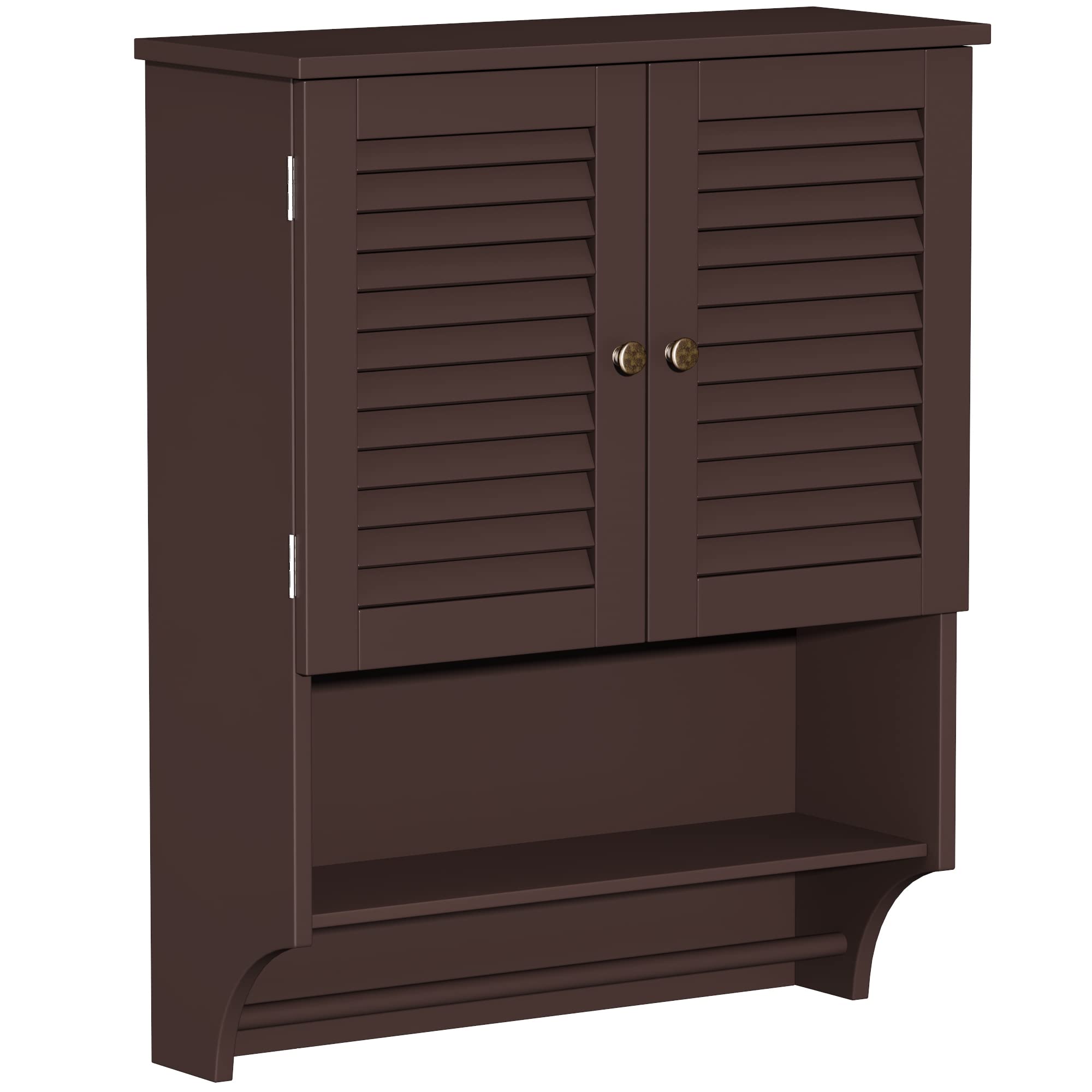 Choochoo Bathroom Wall Cabinet With Towels Bar, 23.6' L X7.9 W X27.5 H Mdf Material Medicine Cabinet, 2 Doors Over The Toilet Space Saver Storage Cabinet With Large Space, Espresso