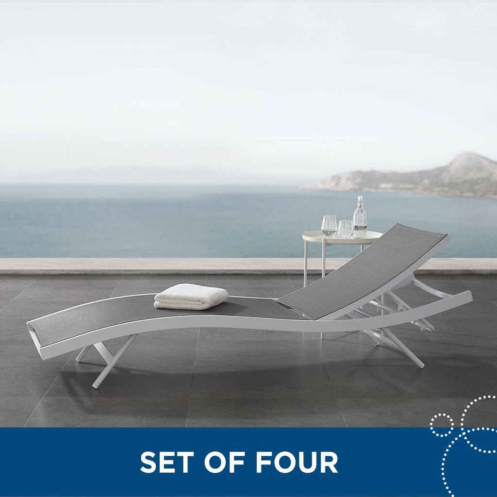 Modway Glimpse Outdoor Patio Mesh Chaise Lounge Set Of 4 In White Gray