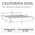 vidaXL Fabric Bed Frame Platform Bed, Scandinavian Style/Slats Support/No Box Spring Needed/Without Mattress/Easy Assembly, Light Grey California King Bed