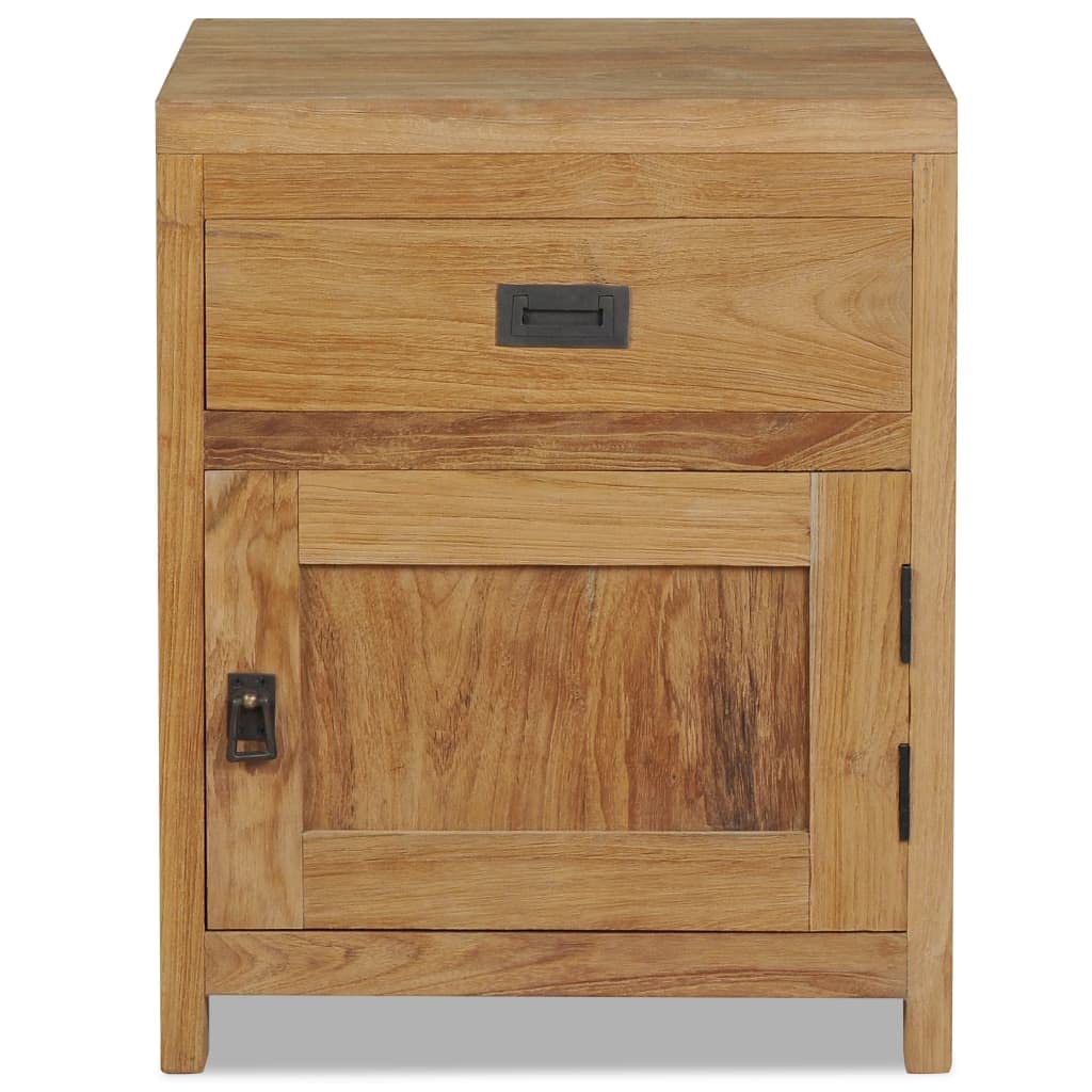 vidaXL Bedside Cabinet in Solid Teak - Multi-Functional as Side Table and End Table with Rustic Charm for The Interior