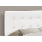Monarch Specialties 6002F, Full, Bedroom, Upholstered, Pu, Transitional Bed Size/White Leather-Look Headboard