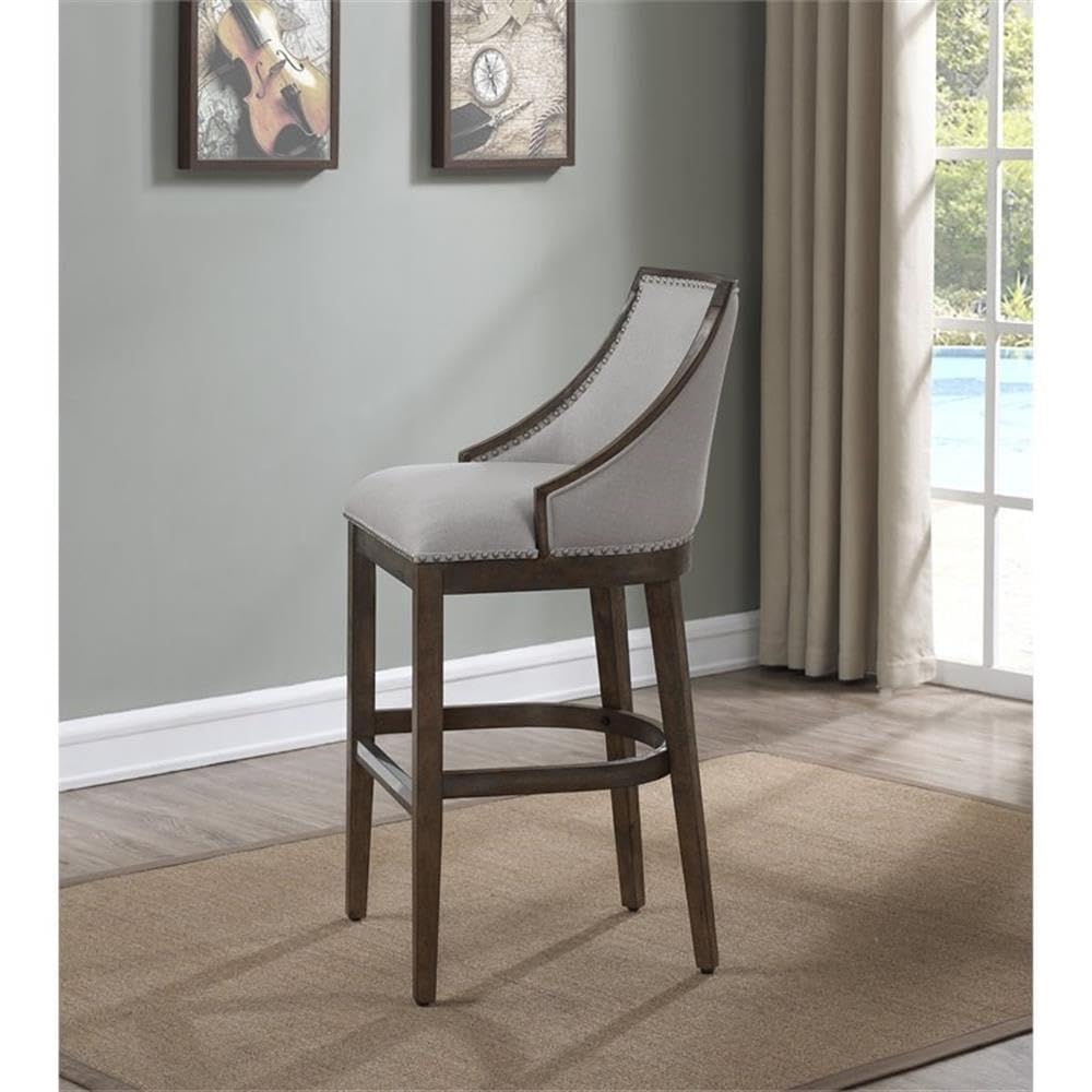 American Woodcrafters Gilford 30-Inch Stationary Drift Brown Wood Bar Stool