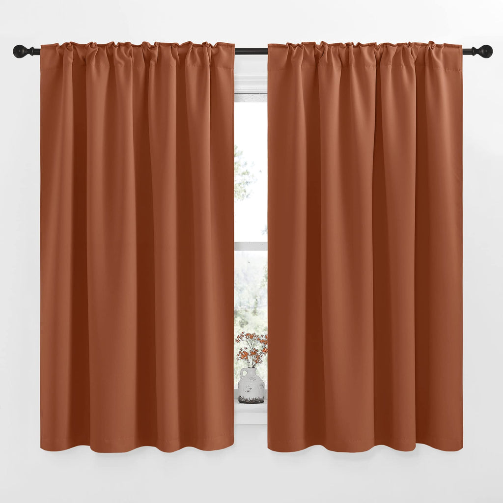 Nicetown Halloween Blackout Curtain Blinds Window Panels, Burnt Orange Color, W52 X L63, Double Panels, Thermal Insulated Blacko
