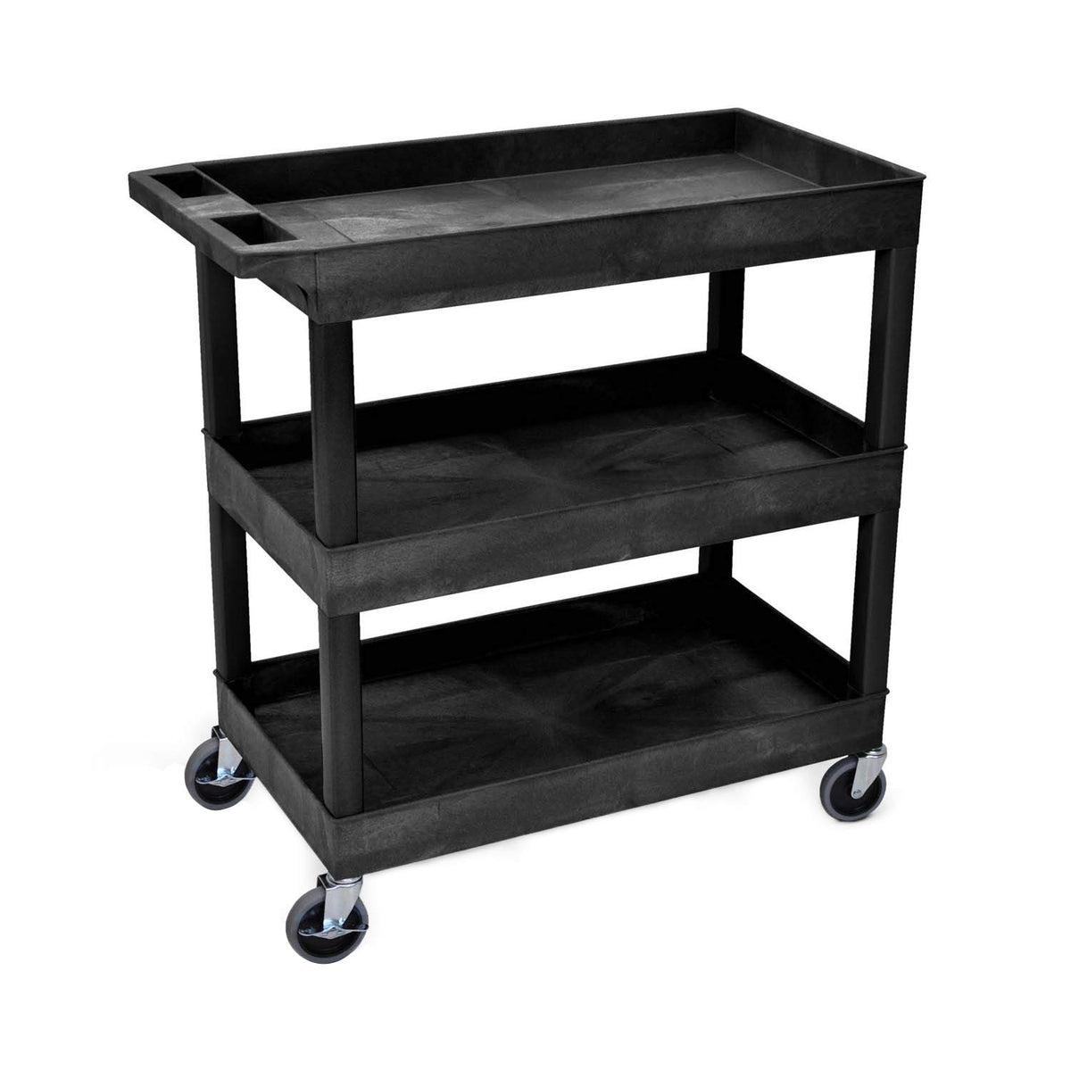 LUXOR EC111-B Tub Storage Cart 3 Shelves - Black,32&quot; x 18&quot;