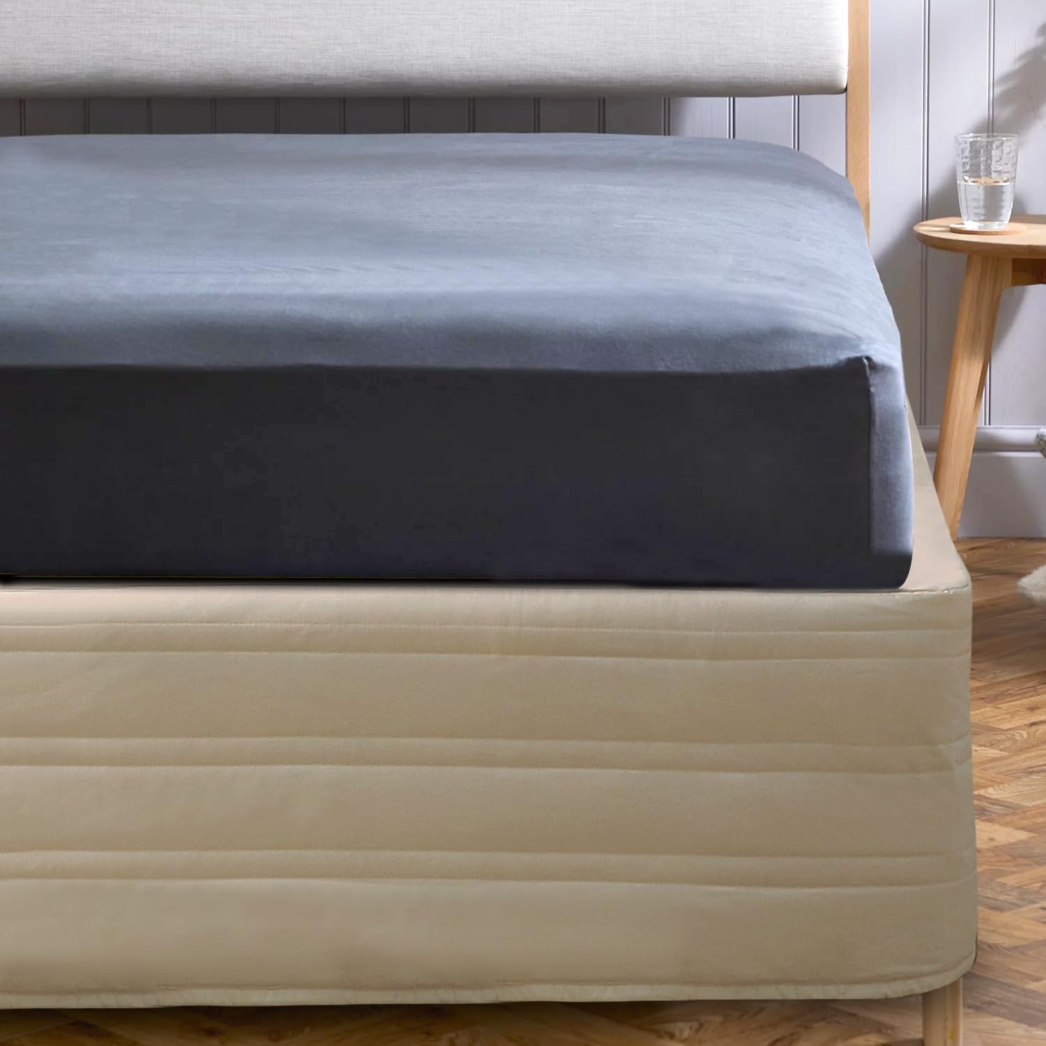 Ramesses Bed Skirt Wrap Around Dust, Smooth And Clear Appearance And With Easy To Put On 14 Inch Drop (Linen, King)