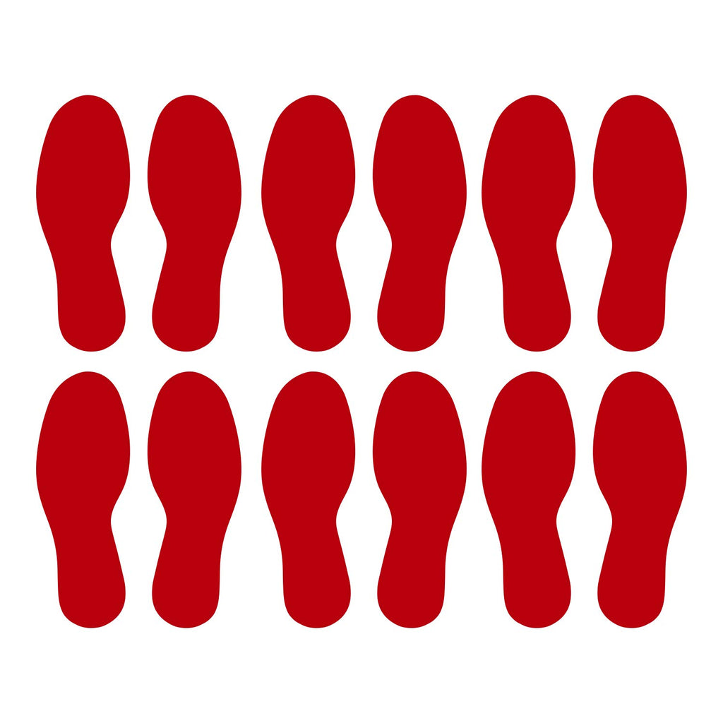 LiteMark Durable Gloss Finish Red 9 Inch Medium Size Footprint Decal Vinyl Stickers | Great for Floors, Ceilings, Walls, and Mos