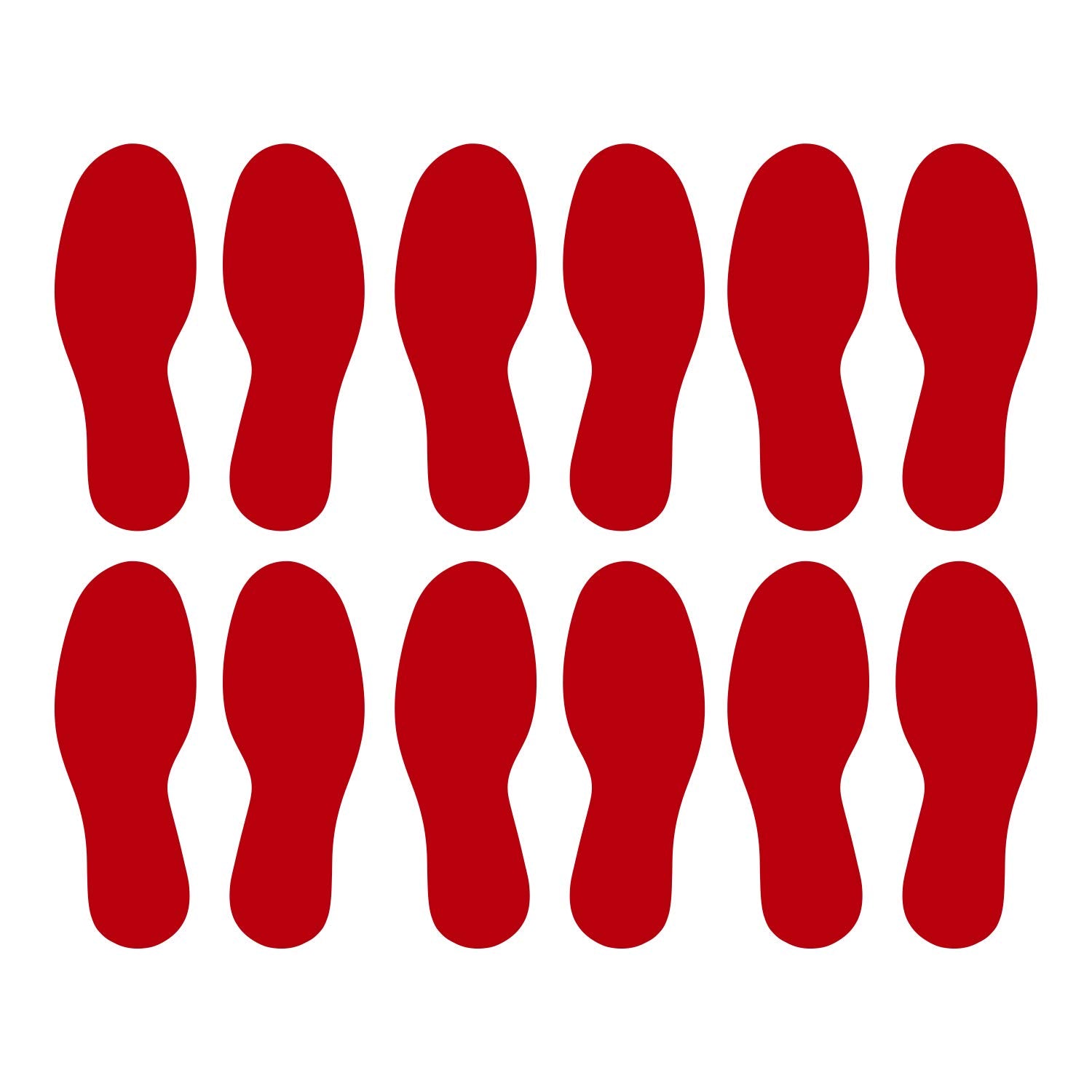 LiteMark Durable Gloss Finish Red 9 Inch Medium Size Footprint Decal Vinyl Stickers | Great for Floors, Ceilings, Walls, and Mos