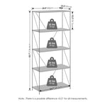 Furinno Wire 5-Tier Industrial Style Metal Frame Bookcase, Display Shelf, 24 Wide, Walnut Cove