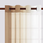 Dwcn Taupe Faux Linen Ombre Sheer Curtains - Gradient Semi Voile Curtains For Bedroom And Living Room, Set Of 2 Grommet Top Wind