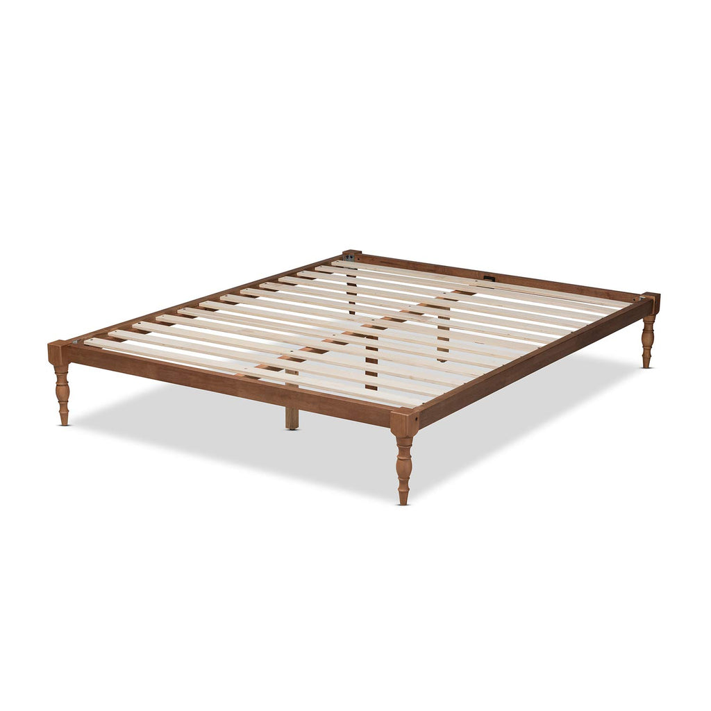 Baxton Studio Iseline Modern and Contemporary Walnut Brown Finished Wood King Size Platform Bed Frame
