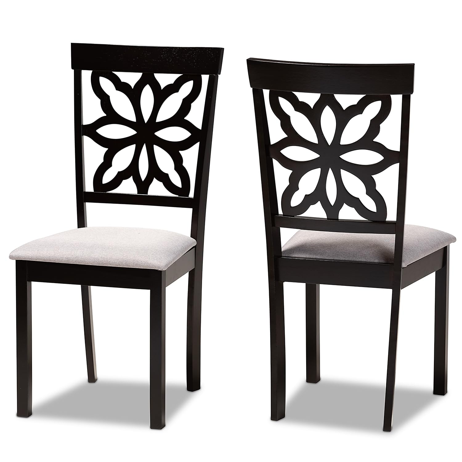 Baxton Studio Samwell Modern Fabric Dining Chair, Grey and Dark Brown, 2/Set (171-2PC-10954HT)